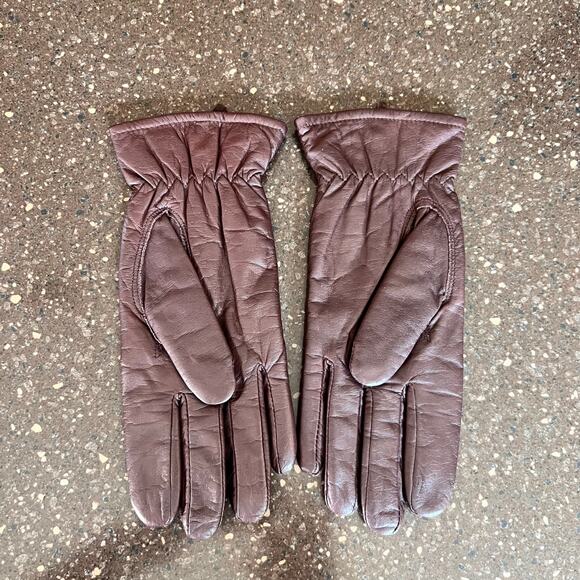 Brown Genuine Leather Gloves Driving Size Large Thinsulate - Picture 2 of 4